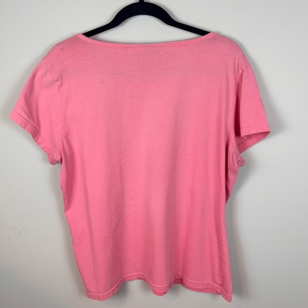 Crazy Horse Pink Floral Embroidered Stretch 100% Cotton Women's‎ Tee XL Colorful - Picture 6 of 10